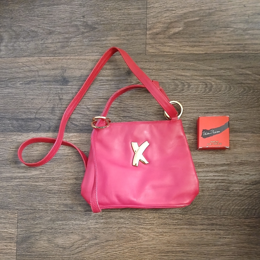 Vintage 2pc Paloma Picasso Red Leather Bag and New Perfume. 